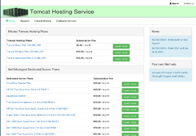 Tomcat Hosting Dashboard